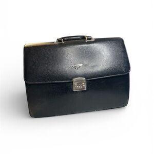 Prada Black Leather Men's Briefcase